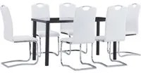 Set Sala da Pranzo 7 pz in Similpelle Bianco 3053031