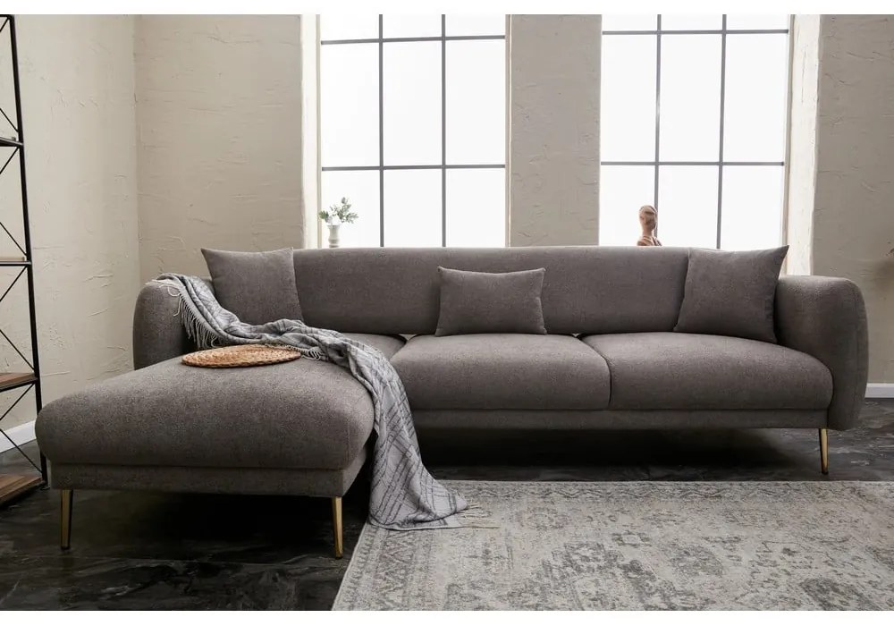 Divano angolare grigio (con penisola a sinistra/con chaise lounge) Simena – Balcab Home