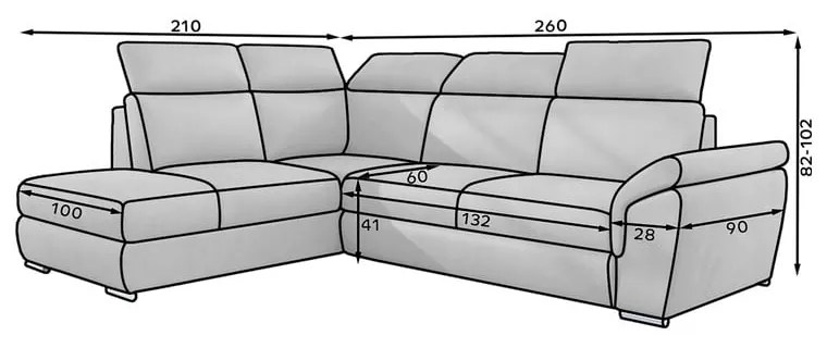 Divano angolare beige allungabile/con contenitore (con penisola a destra/a L) e rivestimento in velluto Loreto – ELTAP