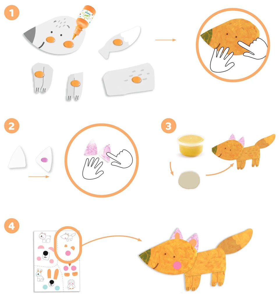 Gioco creativo - colori a dita e adesivi