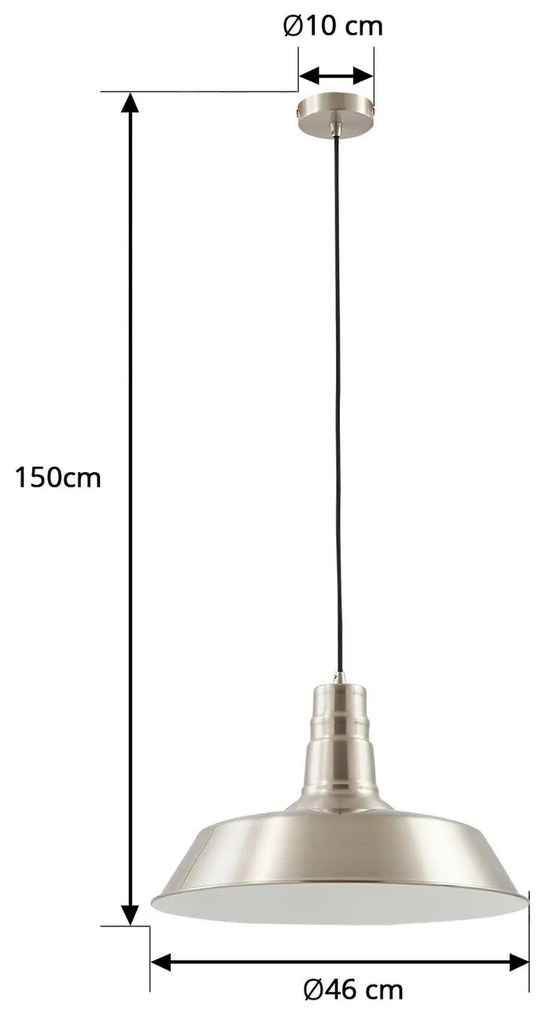 Lampada a sospensione Lindby Laylan, nichel/bianco, Ø 46 cm, metallo