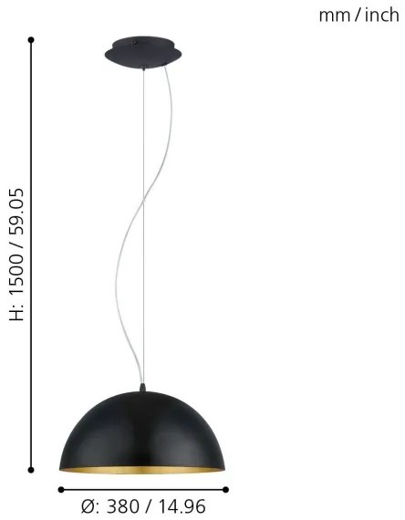 Eglo 94935 - Lampadario GAETANO 1 1xE27/60W/230V