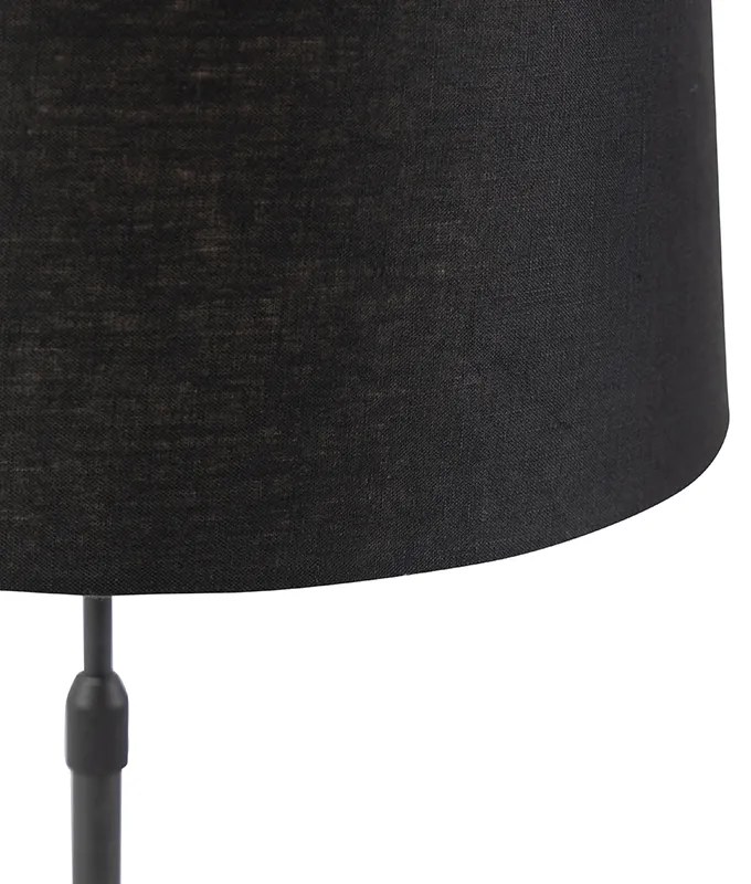 Lampada da tavolo nera con paralume in lino nero 35 cm regolabile - Parte