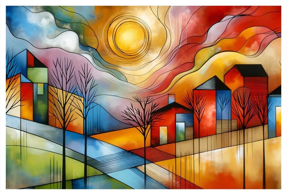 Quadro su tela – Villaggio colorato