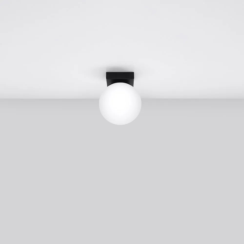 Lampada da soffitto nera con paralume in vetro ø 12 cm Umerta - Sollux