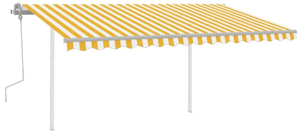 Tenda da Sole Retrattile Manuale con LED 4x3,5 m Gialla Bianca