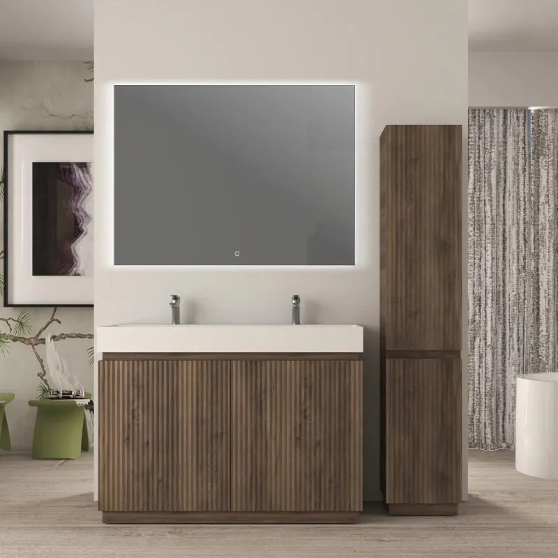 Mobile da bagno sottolavabo Cortina L120 X P45 X H 79cm, cannettato, noce