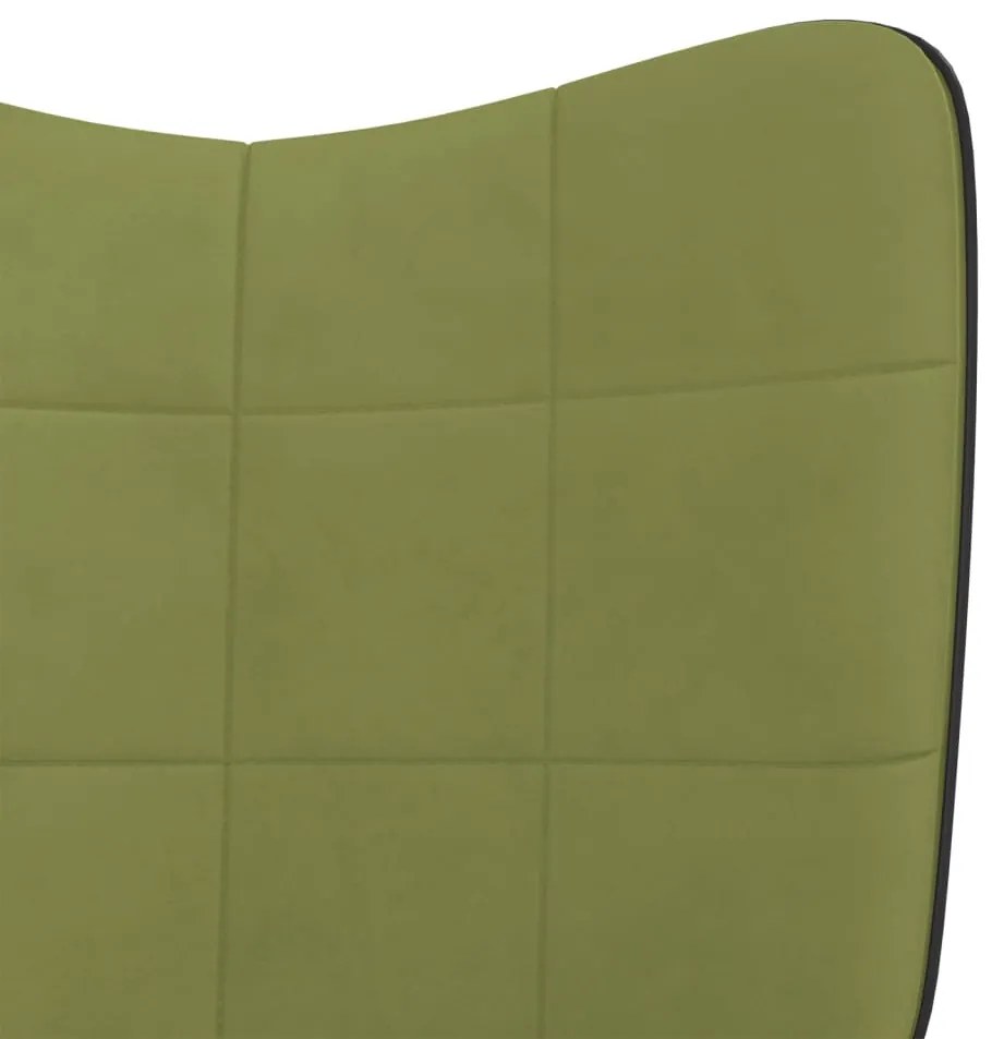 Sedia a dondolo verde chiaro in velluto e pvc