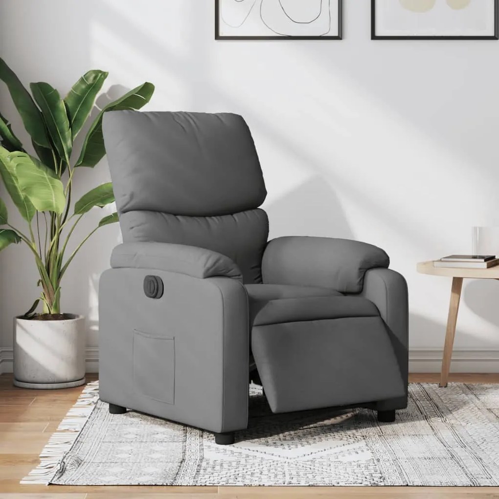 Poltrona Elettrica Reclinabile Grigio Scuro İn Tessuto /
