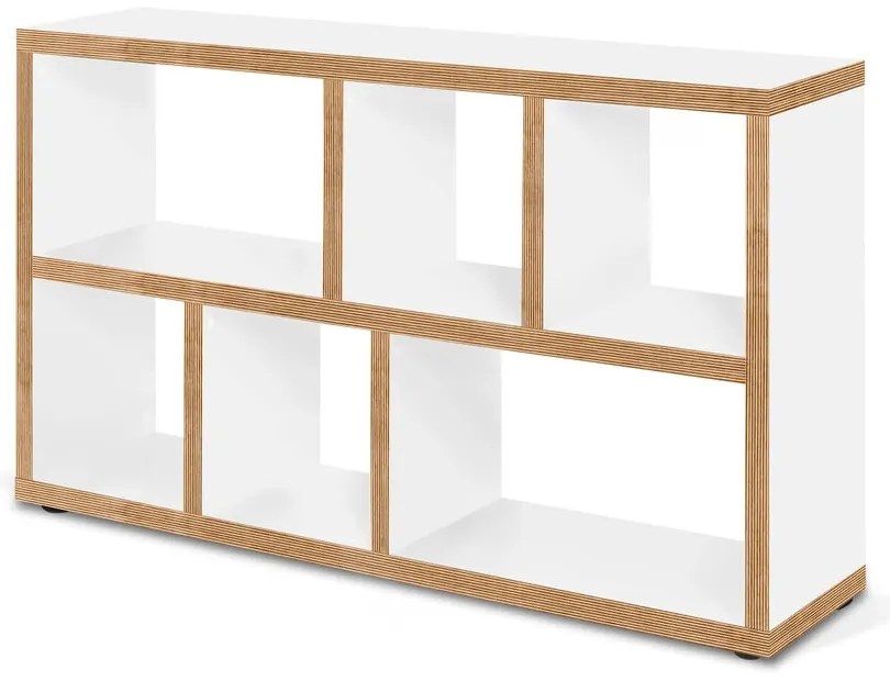Libreria bianca con bordo in legno 150x83 cm Berlin - TemaHome