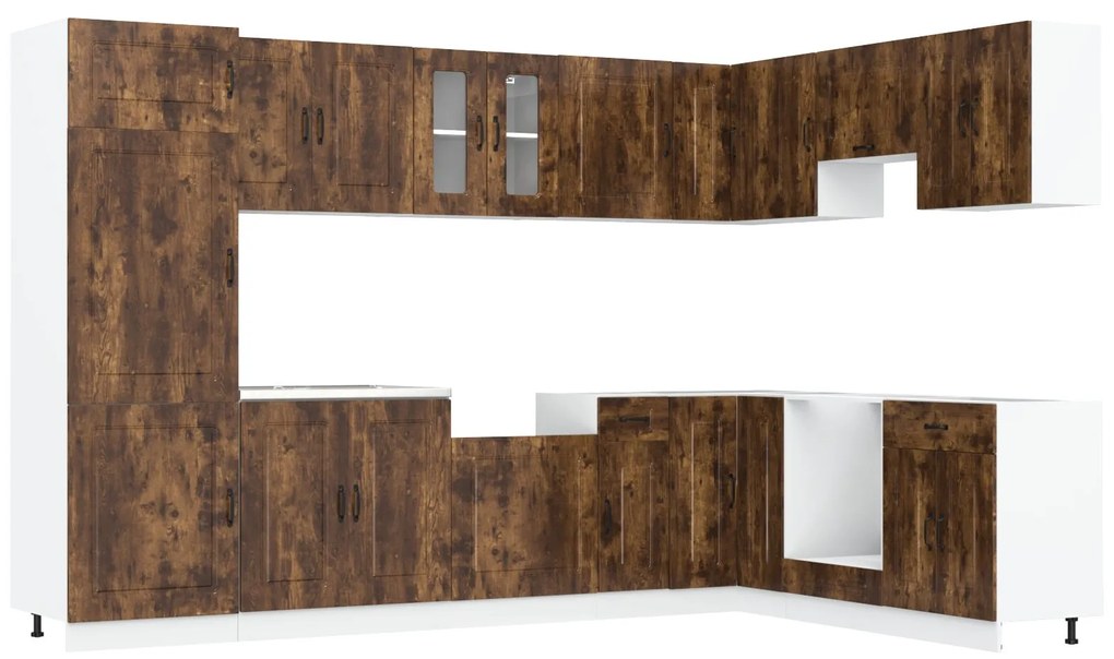 Mobile cucina ""kalmar"" con doppio lavello in rovere affumicato legno ingegnerizzato