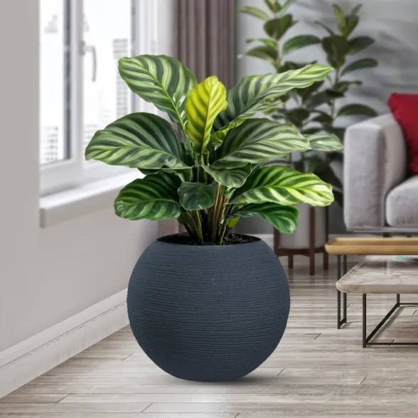 Vaso in resina da esterno interno tondo a sfera d.40x33h Botticelli Grigio