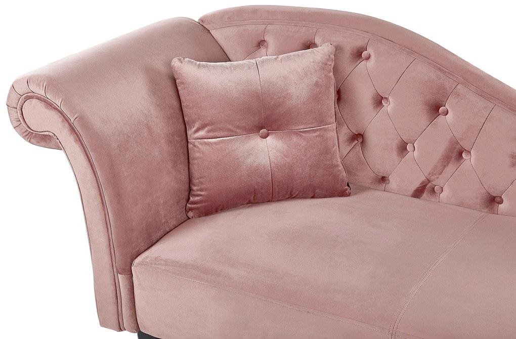 Chaise longue per lato sinistro in velluto rosa LATTES Beliani