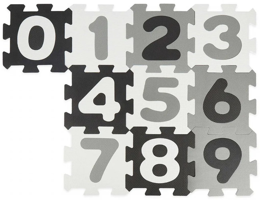 Bieco - Tappeto da gioco in schiuma con numeri - puzzle black & white - 10 pz
