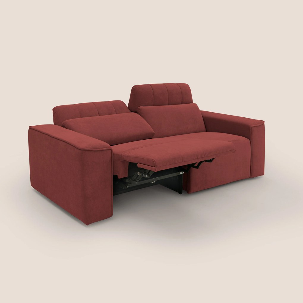 Clark Divano modulare con opzione relax elettrico in tessuto smacchiabile impermeabile T17 rosso