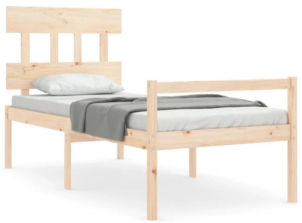 Letto per anziani con testiera 90x200 cm in legno massello