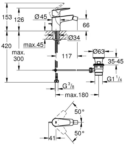 GROHE 23345001 - Miscelatore per bidet START EDGE, cromato lucido