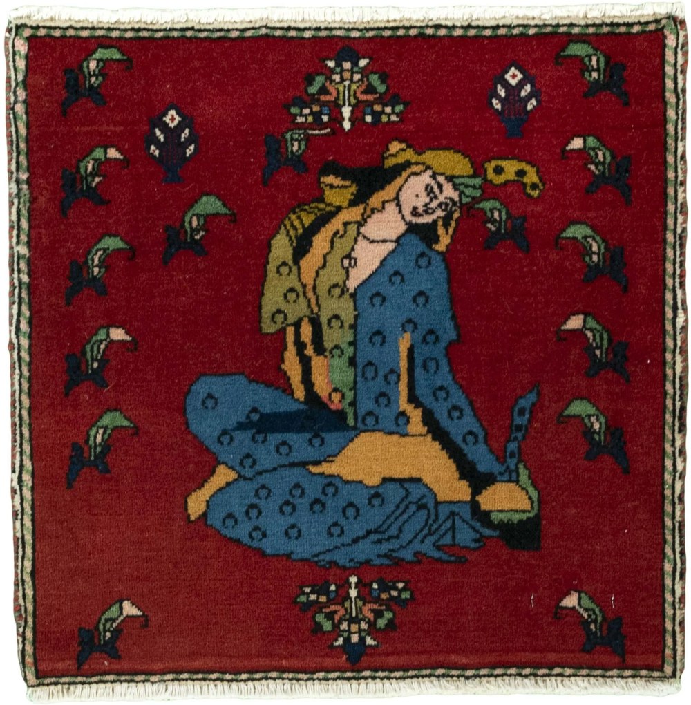 Shiraz Tappeto persiano 60x60 Rosso (Iran) Annodato A Mano