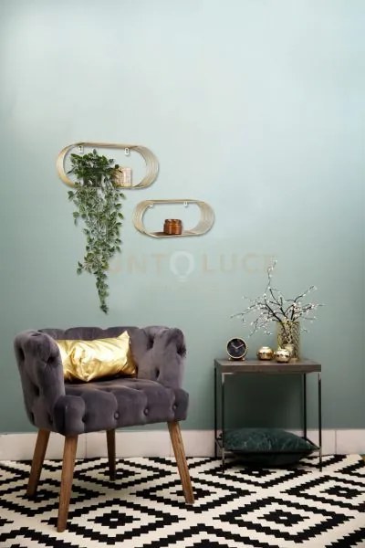 Jessica set di 2 mensole a muro 43-38cm metallo oro