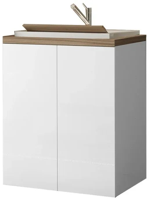 Mobile lavatoio bianco 79x65 cm con ante e vasca in resina Wanda