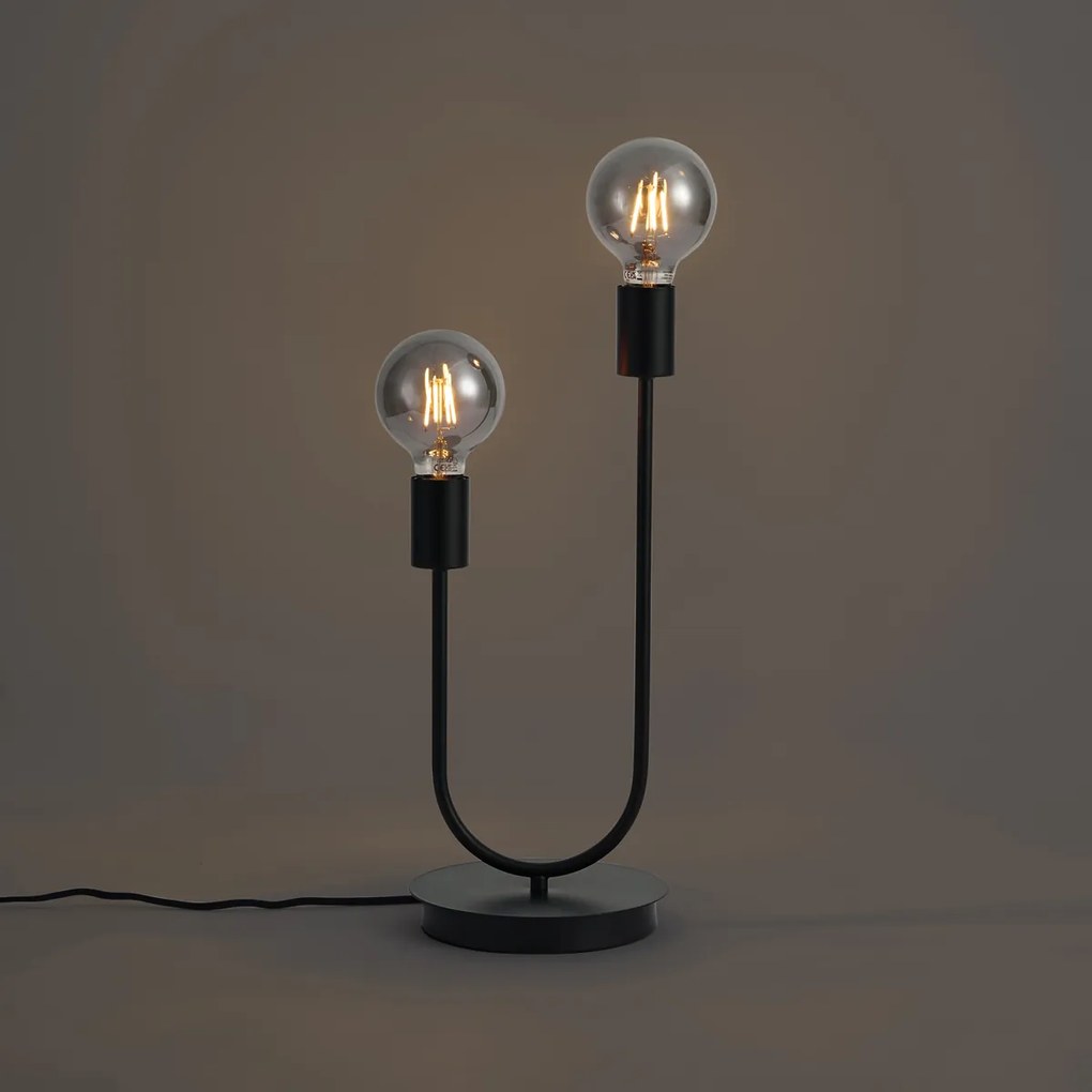 Lampada da tavolo Art Déco nera a 2 luci - Tuning