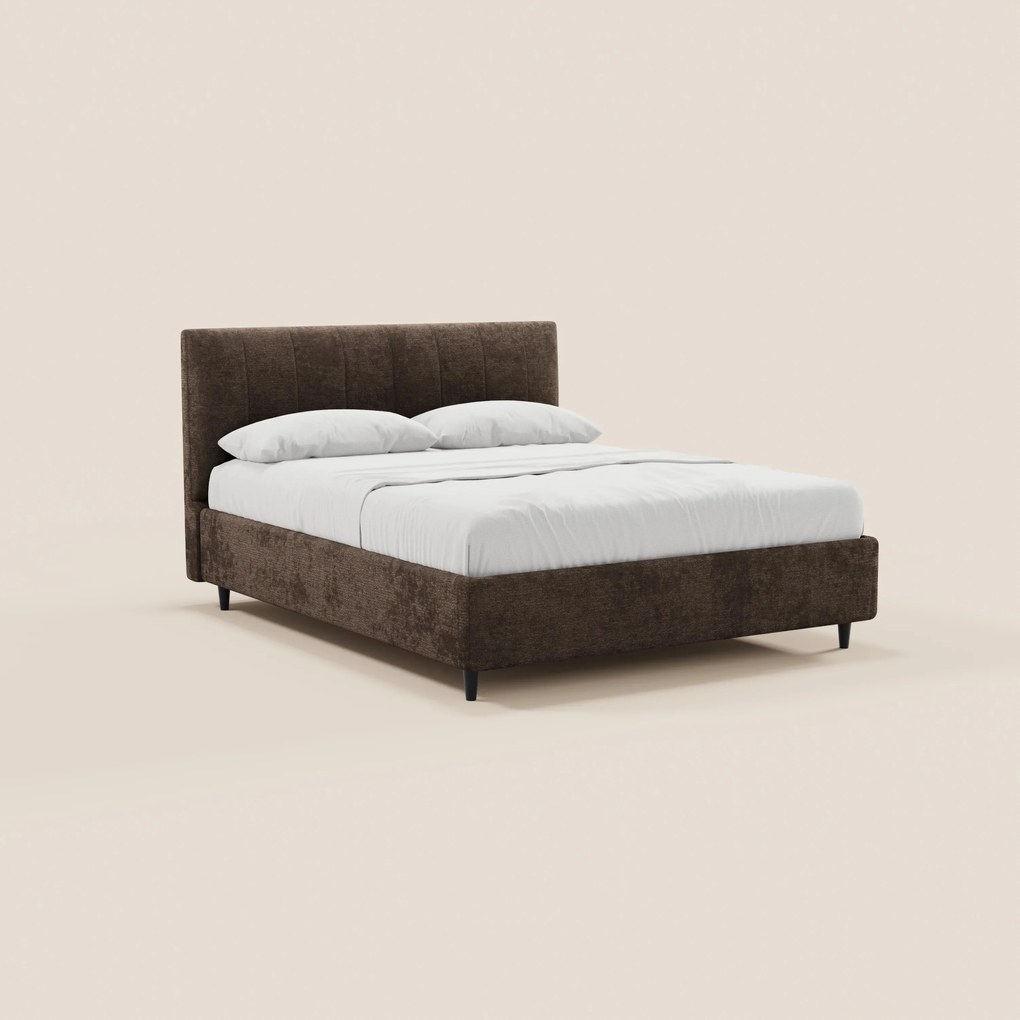 ONYX letto imbottito con vano contenitore e testiera verticale in tessuto certificato Oeko-Tex®