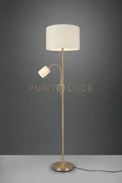 Hotel piantana ottone satinato con lampada da lettura paralumi bian...