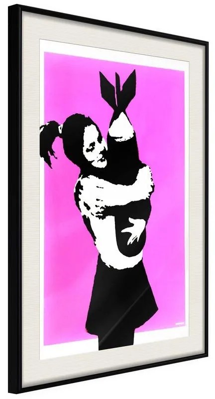 Poster  Banksy: Bomb Hugger  Cornice Quadri Cornice nera con pass-partout, Larghezza x Altezza Home decor 40x60