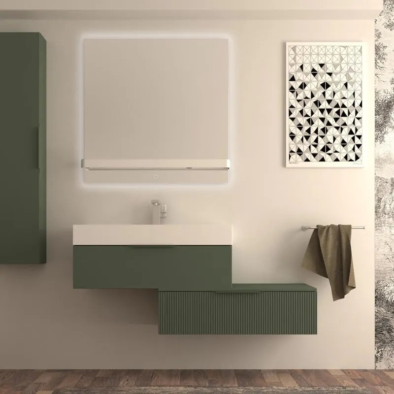 Cassetti in truciolare Modula BADEN HAUS L 90 x L 45 cm verde opaco frontale plisse