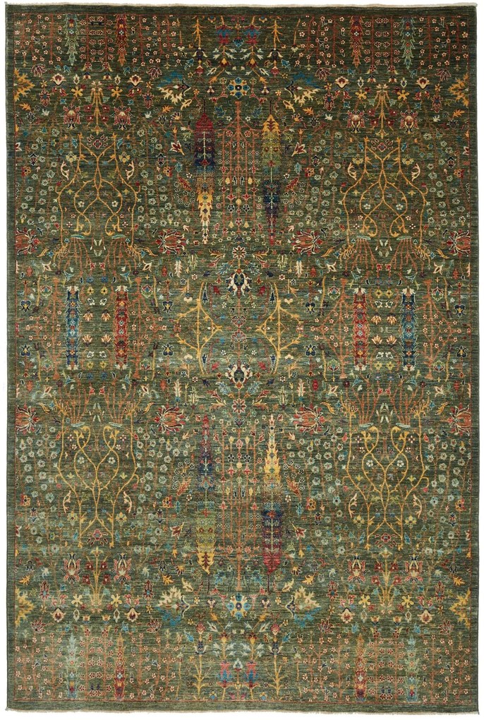 Samarkand Tappeto orientale 310x210 Verde (Pakistan) Annodato A Mano