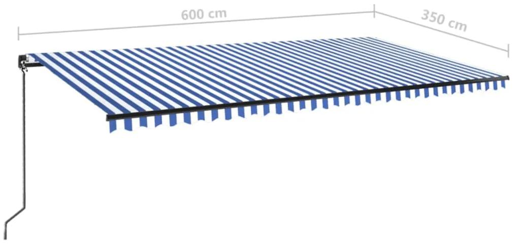 Tenda da Sole Retrattile Manuale 600x350 cm Blu e Bianca