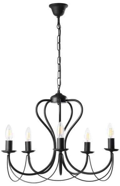 ONLI - Lampadario a sospensione con catena CANDELA 5xE14/6W/230V nero