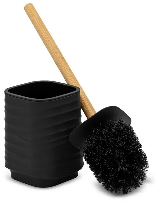 Scopino WC da appoggio nero in abs e bambù Wave