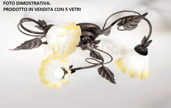 Plafoniera tristano marrone 5 luci attacco e14d. 68x20cm in metallo...