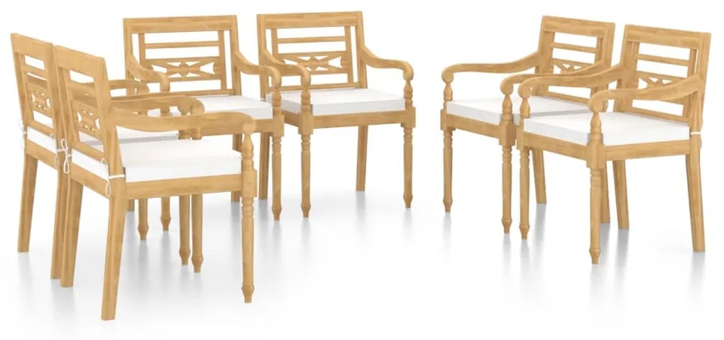 Sedie Batavia con Cuscini 6 pz in Legno Massello di Teak