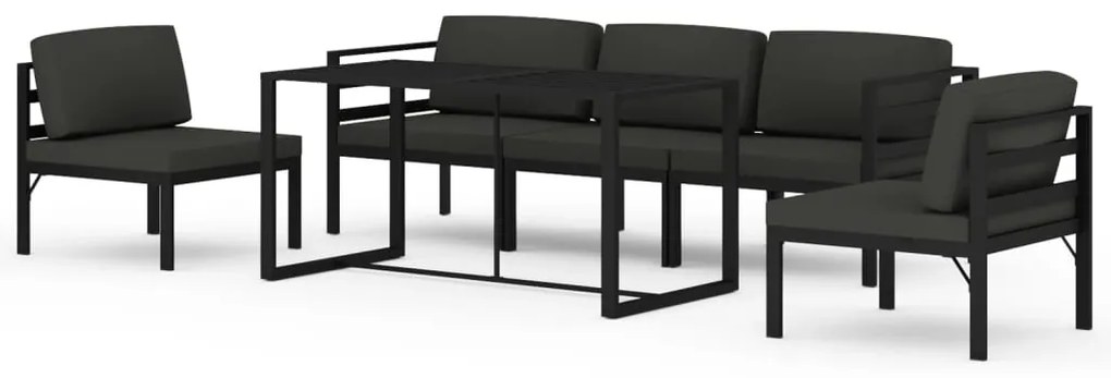 Set divani da giardino 6 pz con cuscini in alluminio antracite