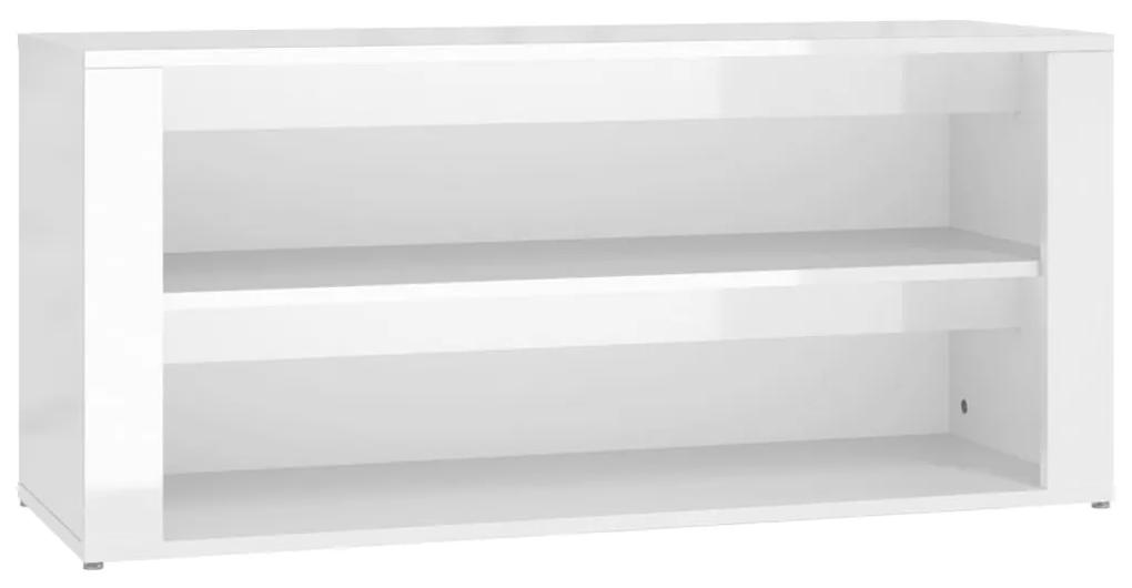 Scarpiera Bianco Lucido 100x35x45 cm in Legno Multistrato