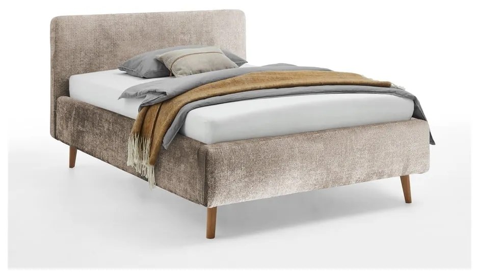 Letto matrimoniale imbottito beige con contenitore con griglia 140x200 cm Mattis - Meise Möbel