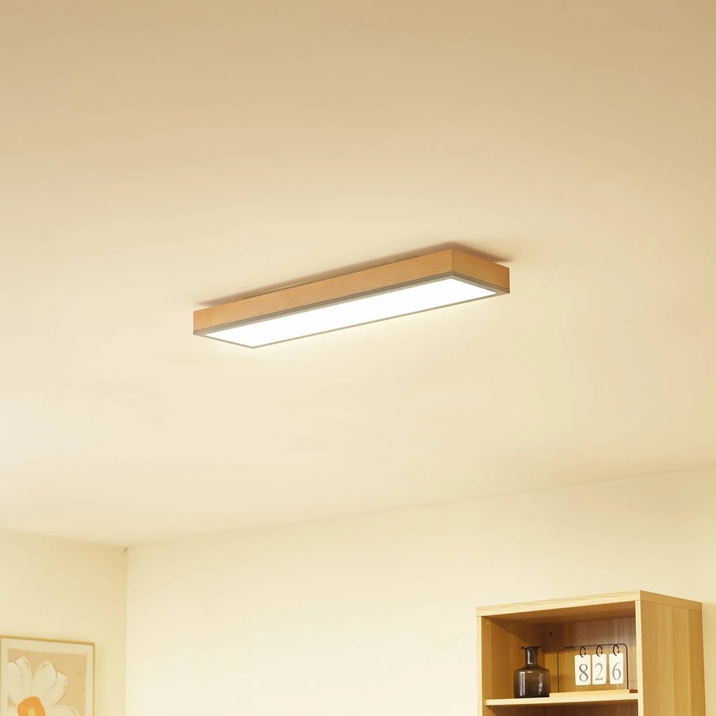 Plafoniera a LED Laviona Lindby, Legno chiaro, Soggiorno / Sala da pranzo, Legno, Moderno, Plafoniera LED