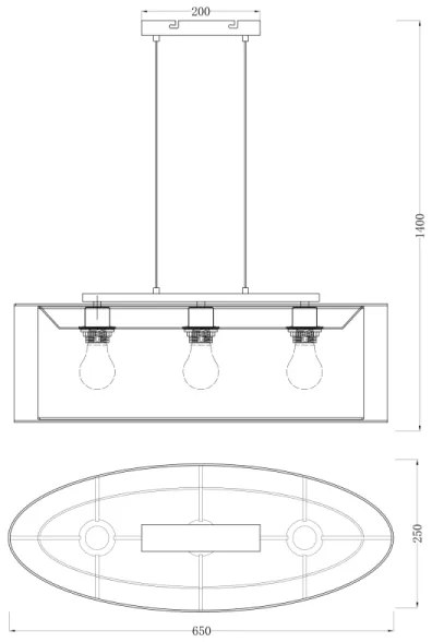 Globo 15190H2 - Lampadario a sospensione con filo THEO 3xE27/60W/230V