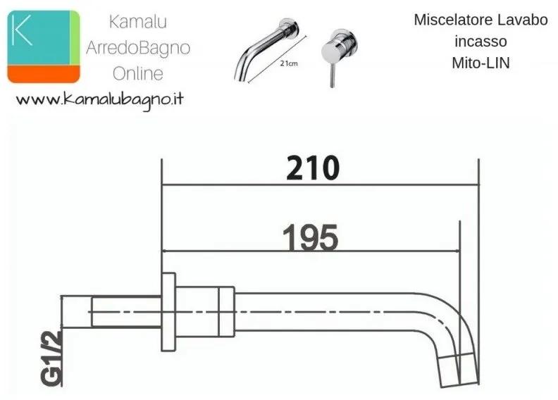 Kamalu - rubinetto incasso a parete con miscelatore monocomando modello mito-lin