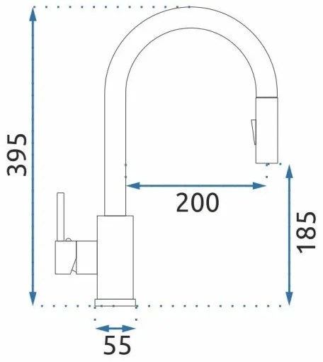 REA-B9146 - Miscelatore per lavello con doccetta estraibile FRESH 39,5 cm nichel
