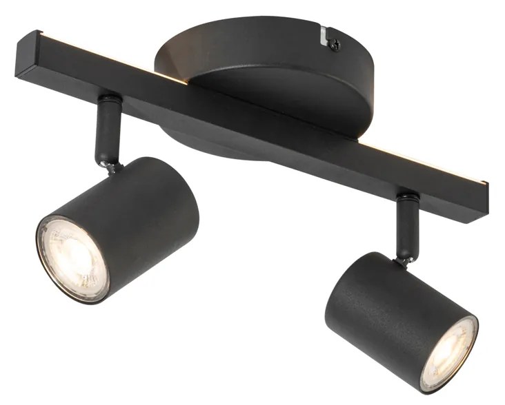 Faretto da soffitto nero GU10 50mm 2-luci con retroilluminazione e interruttore a 3 vie - Back Up