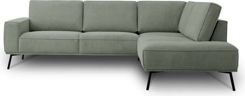 Divano angolare verde (con penisola a destra/a L) con rivestimento in ciniglia Amsterdam – Scandic