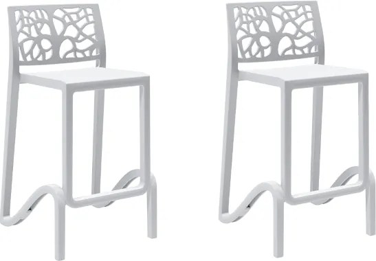 Sgabello bar alto H. seduta 65 cm con schienale TETI Bianco set 2 pezzi
