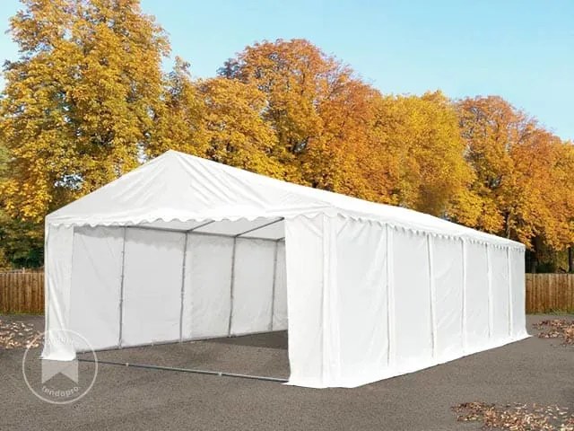 TOOLPORT 6x8 m tenda capannone, altezza 2,6m, PVC 800, telaio perimetrale, bianco, con statica (sottofondo in cemento) - (67638)