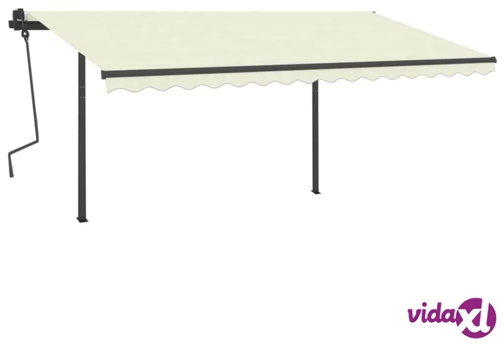vidaXL Tenda da Sole Retrattile Manuale con LED 4,5x3 m Crema