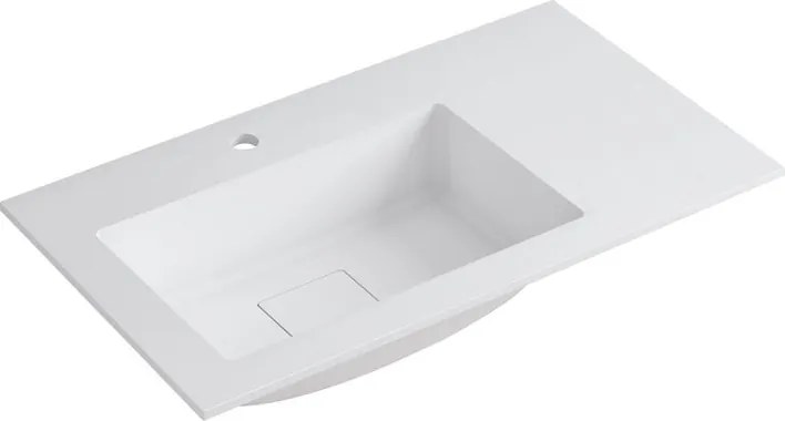 Lavabo a incasso rettangolare vasca a sinistra L 80.5 x H 15 x P 46 cm in resina bianco lucido