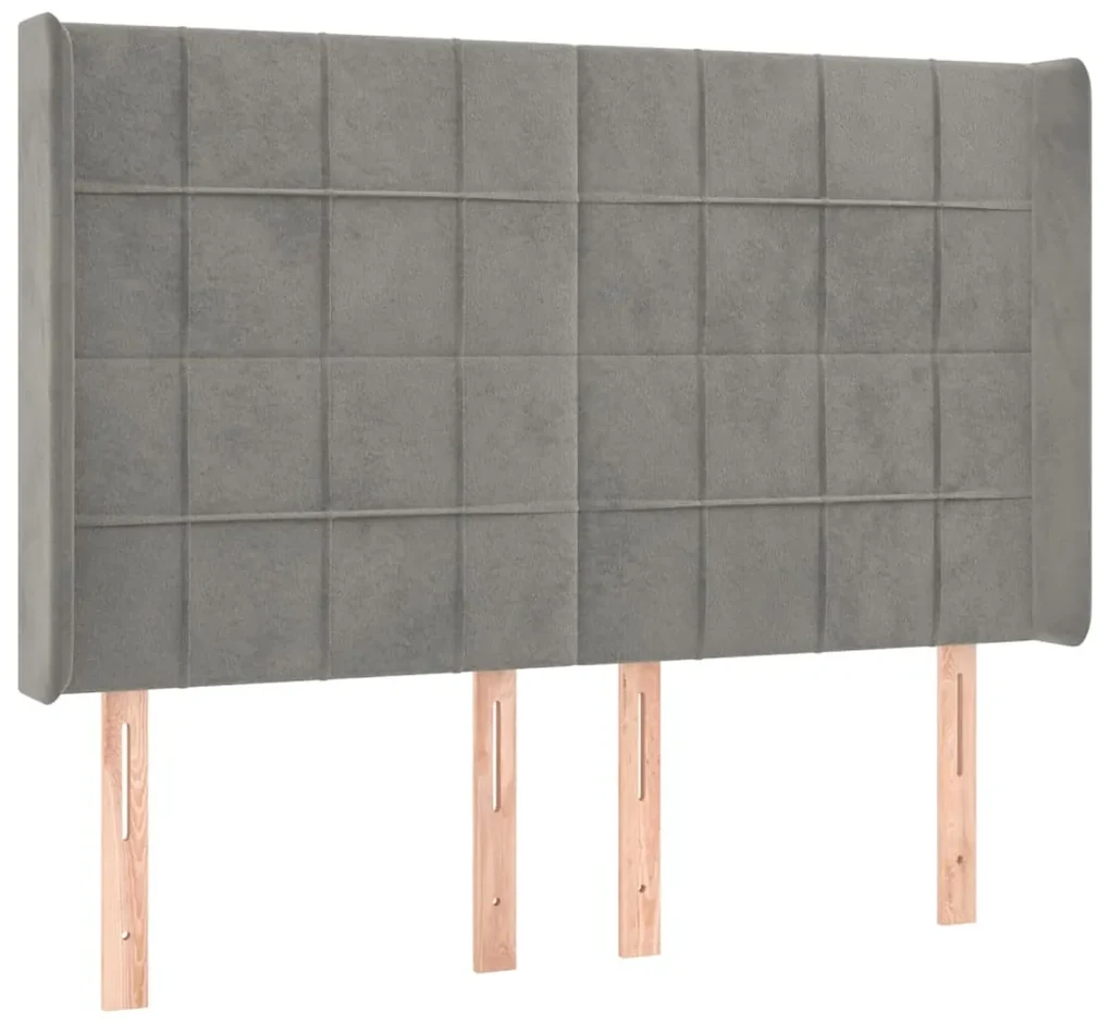 Testiera a led grigio chiaro 147x16x118/128 cm in velluto