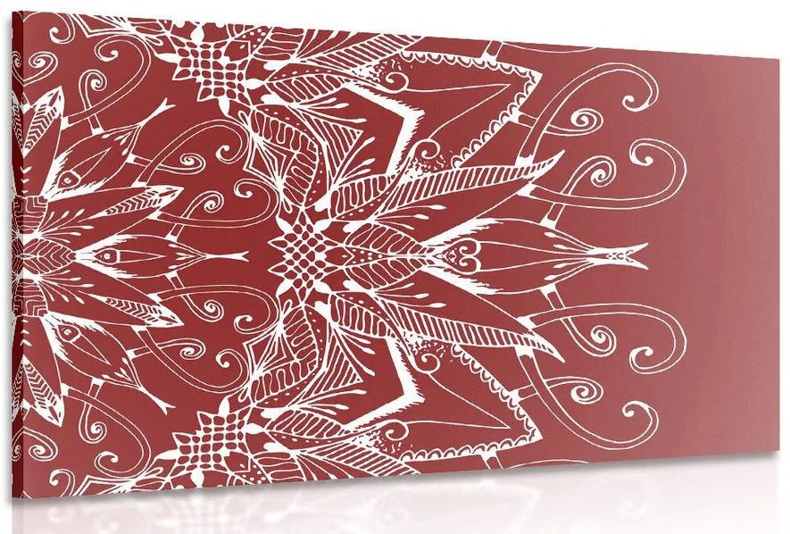 Stampa su tela – Mandala bianco su sfondo bordeaux
